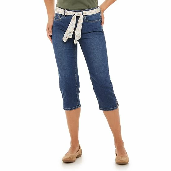 Women's Croft & Barrow® Comfort Waist Denim Capris Light Pink W Pink Belt - Image 17