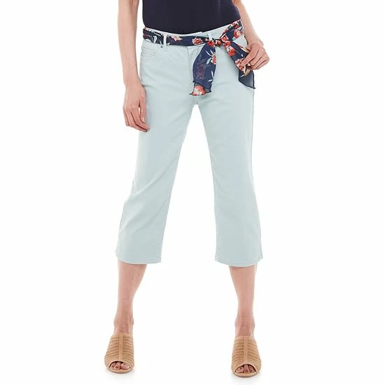 Women's Croft & Barrow® Comfort Waist Denim Capris Light Pink W Pink Belt - Image 18