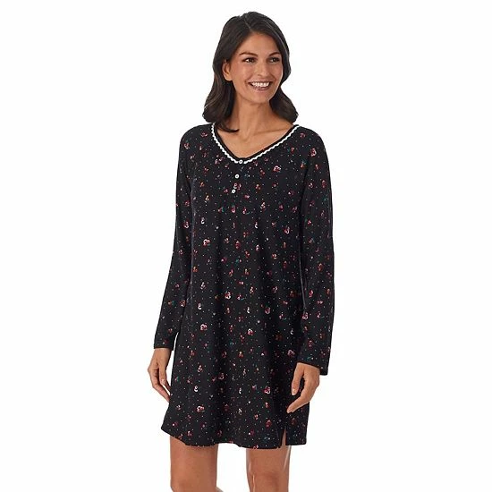 Petite Croft & Barrow® Cozy Long Sleeve Smocked Nightgown Pink Floral Paisley - Image 6