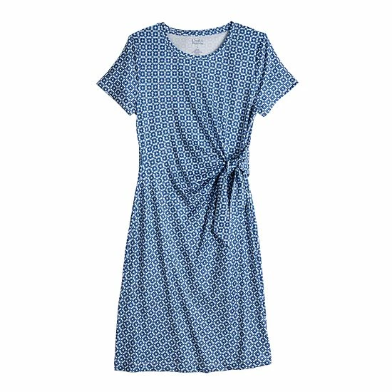 Women's Croft & Barrow® Classic Comfort Collection Tie-Waist Dress Black Stripe - Image 3