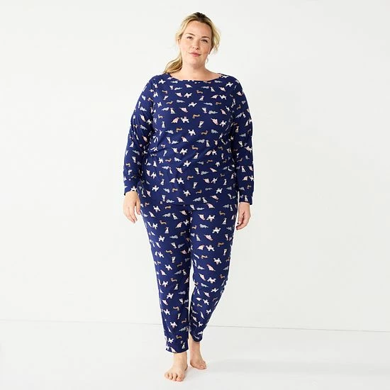 Plus Size Croft & Barrow® Long Sleeve Pajama Top & Pajama Pants Sleep Set Green Red Plaid - Image 6