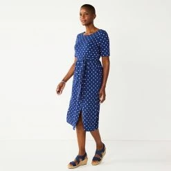 Women's Croft & Barrow® Midi Faux-Wrap Dress Black