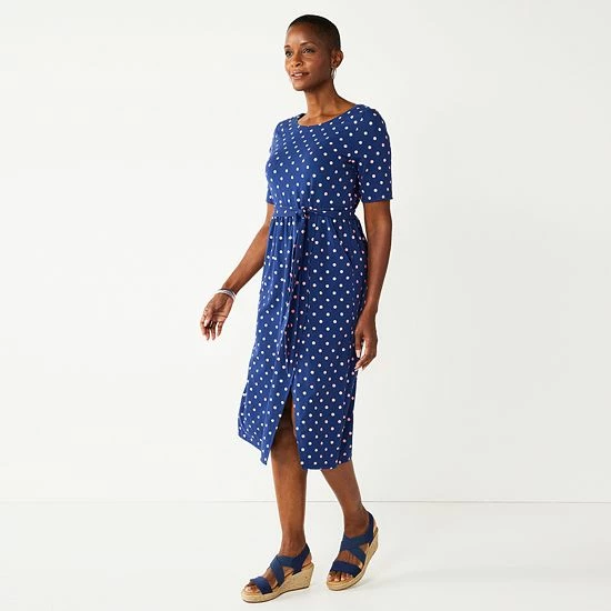 Women's Croft & Barrow® Midi Faux-Wrap Dress Black