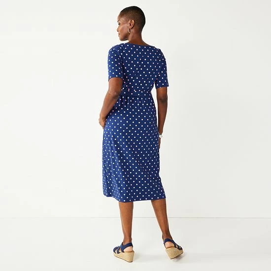 Women's Croft & Barrow® Midi Faux-Wrap Dress Black - Image 2