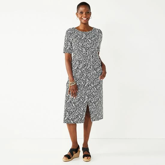 Women's Croft & Barrow® Midi Faux-Wrap Dress Black - Image 5