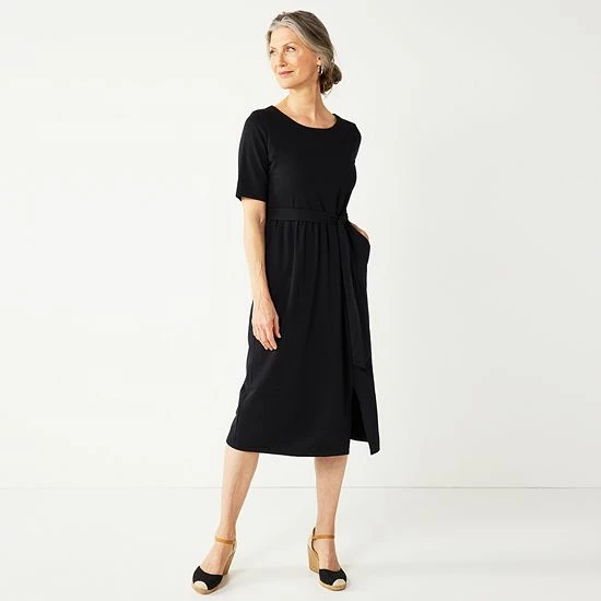 Women's Croft & Barrow® Midi Faux-Wrap Dress Black - Image 6