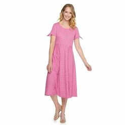 Women's Croft & Barrow® Print Tie-Sleeve Midi Dress Black Folk Medallion