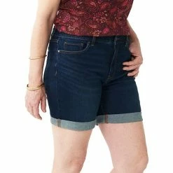 Women's Croft & Barrow® Cuffed Jean Shorts Dark Wash -Croft & BarrowSales unnamed file 3639