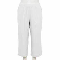 Plus Size Croft & Barrow® Wide-Leg Twill Crop Pants White
