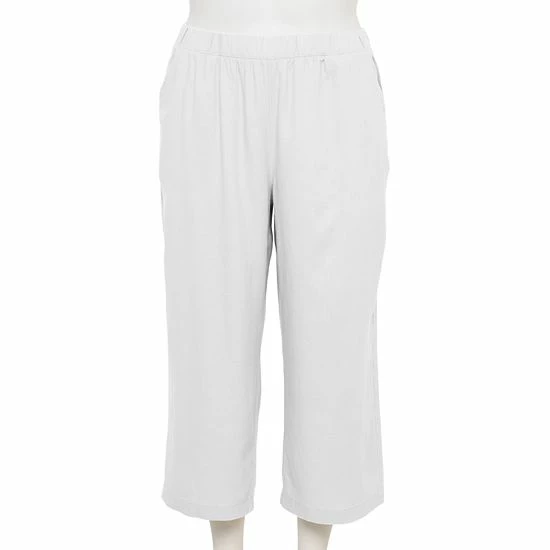 Plus Size Croft & Barrow® Wide-Leg Twill Crop Pants White