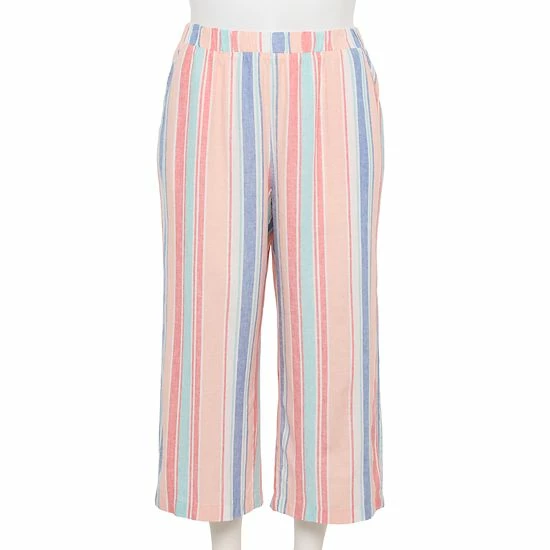 Plus Size Croft & Barrow® Wide-Leg Twill Crop Pants White - Image 2