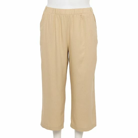 Plus Size Croft & Barrow® Wide-Leg Twill Crop Pants White - Image 3