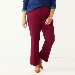 Plus Size Croft & Barrow® Effortless Stretch Bootcut Pants Plum