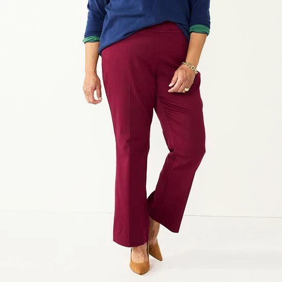 Plus Size Croft & Barrow® Effortless Stretch Bootcut Pants Plum