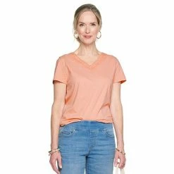 Women's Croft & Barrow® Embroidered V-Neck Top