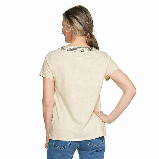 Women's Croft & Barrow® Embroidered V-Neck Top - Image 2