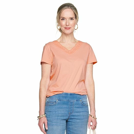 Women's Croft & Barrow® Embroidered V-Neck Top - Image 16