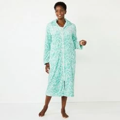 Petite Croft & Barrow® Plush Zip Lounge Robe Peri