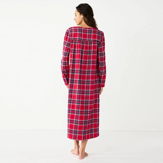 Women's Croft & Barrow® Flannel Long Nightgown Light Blue Plaid - Image 2