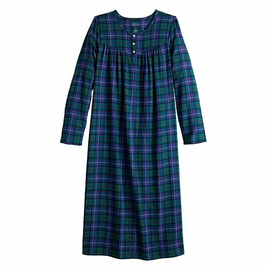 Women's Croft & Barrow® Flannel Long Nightgown Light Blue Plaid - Image 4