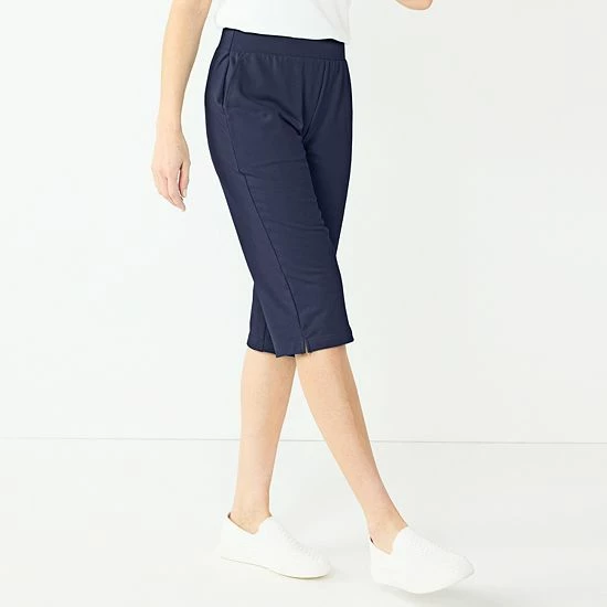 Petite Croft & Barrow® French Terry Skimmer Pants White - Image 2