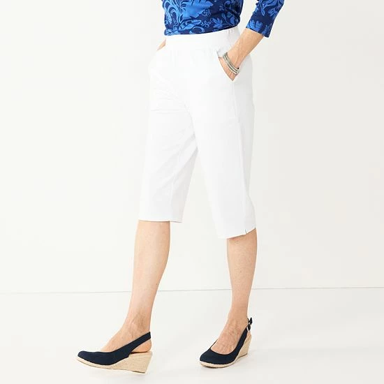 Petite Croft & Barrow® French Terry Skimmer Pants White - Image 3