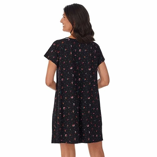 Women's Croft & Barrow® Cozy Short Sleeve Smocked Nightgown Pink Floral Paisley - Image 2