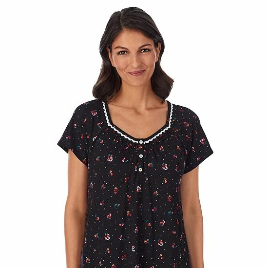 Women's Croft & Barrow® Cozy Short Sleeve Smocked Nightgown Pink Floral Paisley - Image 3
