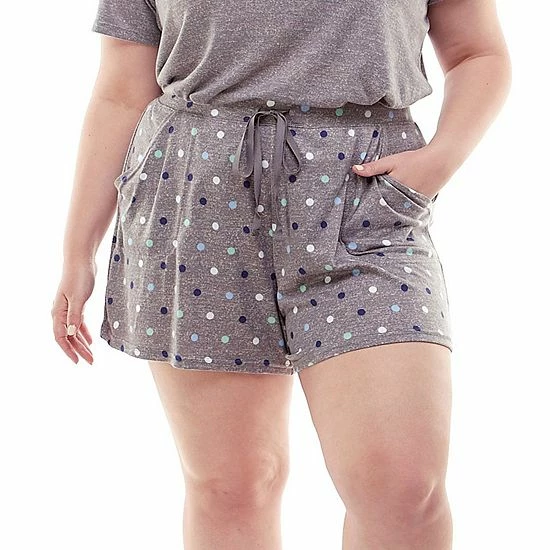 Plus Size Croft & Barrow® Whisperluxe Pajama Shorts Gray Dot - Image 6