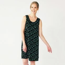 Petite Croft & Barrow® Sleeveless Nightgown Teal Geo