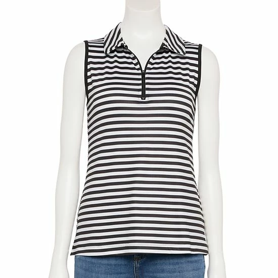 Petite Croft & Barrow® Classic Comfort Collection Sleeveless Polo Black Stripe