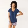 Women's Croft & Barrow® Short Sleeve Pajama Top & Pajama Shorts Sleep Set Dash Purple Geo