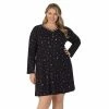 Plus Size Croft & Barrow® Cozy Long Sleeve Smocked Nightgown Black Ditsy Floral