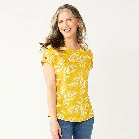 Petite Croft & Barrow® Button-Accent Dolman Tee Coconut White - Image 2