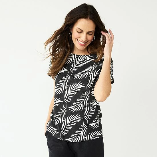 Petite Croft & Barrow® Button-Accent Dolman Tee Coconut White - Image 6