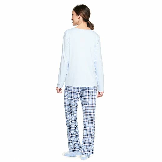 Women's Croft & Barrow® Long Sleeve Pajama Top & Pajama Pants Sleep Set Purple Floral - Image 2
