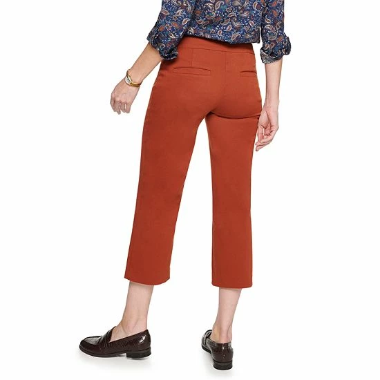 Women's Croft & Barrow® Effortless Stretch Crop Wide-Leg Pants Cinnamon Chili - Image 2