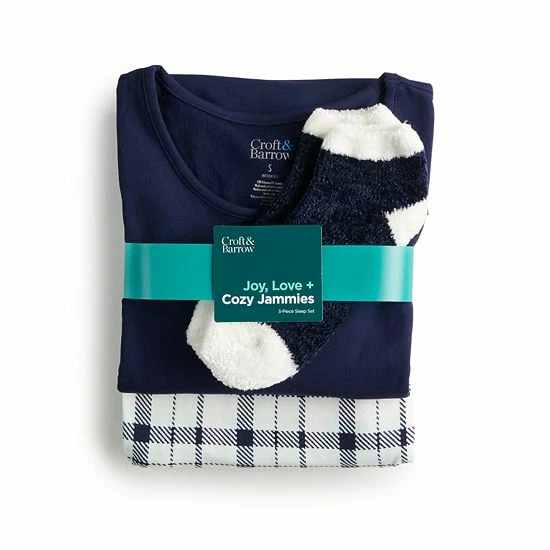 Women's Croft & Barrow® Long Sleeve Pajama Top & Pajama Pants Sleep Set Purple Floral - Image 3