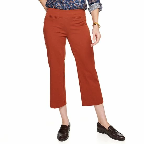 Women's Croft & Barrow® Effortless Stretch Crop Wide-Leg Pants Cinnamon Chili - Image 6