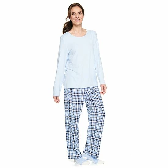 Women's Croft & Barrow® Long Sleeve Pajama Top & Pajama Pants Sleep Set Purple Floral - Image 4