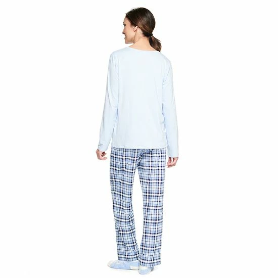 Petite Croft & Barrow® Long Sleeve Pajama Top & Pajama Pants Set Red Cardinal - Image 2