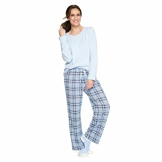 Petite Croft & Barrow® Long Sleeve Pajama Top & Pajama Pants Set Red Cardinal - Image 3
