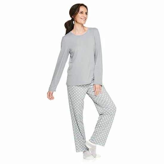 Petite Croft & Barrow® Long Sleeve Pajama Top & Pajama Pants Set Red Cardinal - Image 9