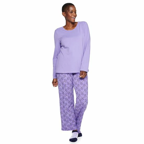 Petite Croft & Barrow® Long Sleeve Pajama Top & Pajama Pants Set Red Cardinal - Image 10