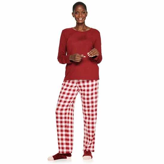 Women's Croft & Barrow® Long Sleeve Pajama Top & Pajama Pants Sleep Set Purple Floral - Image 9