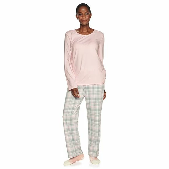 Petite Croft & Barrow® Long Sleeve Pajama Top & Pajama Pants Set Red Cardinal - Image 16
