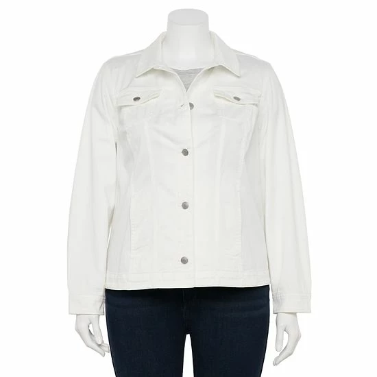 Plus Size Croft & Barrow® Denim Jacket Bright White - Image 2
