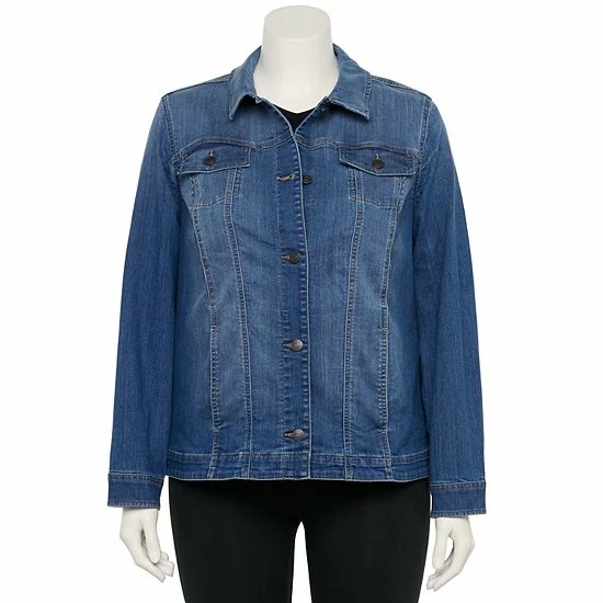 Plus Size Croft & Barrow® Denim Jacket Bright White - Image 3