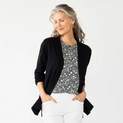 Women's Croft & Barrow® Open-Front Cardigan Peri Blue