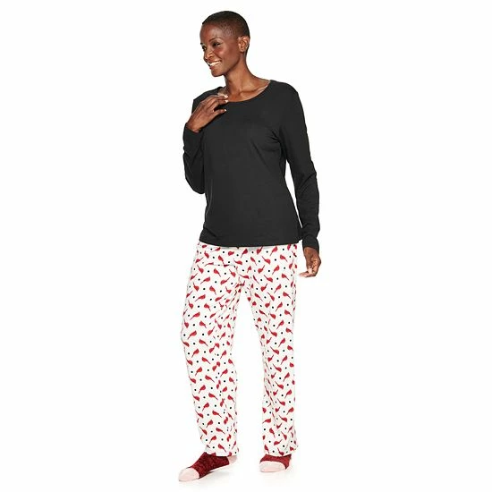Women's Croft & Barrow® Long Sleeve Pajama Top & Pajama Pants Sleep Set Purple Floral - Image 11